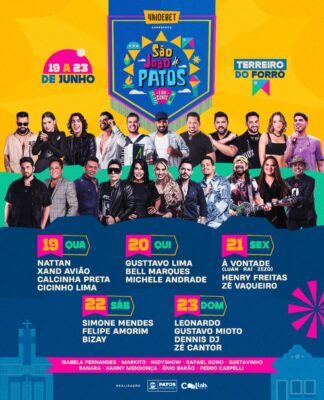 São João de Patos terá shows de diversos artistas.