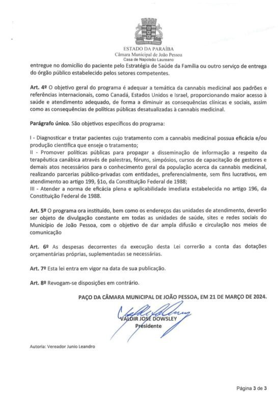 Lei define regras para recebimento de cannabis medicinal, em João Pessoa.