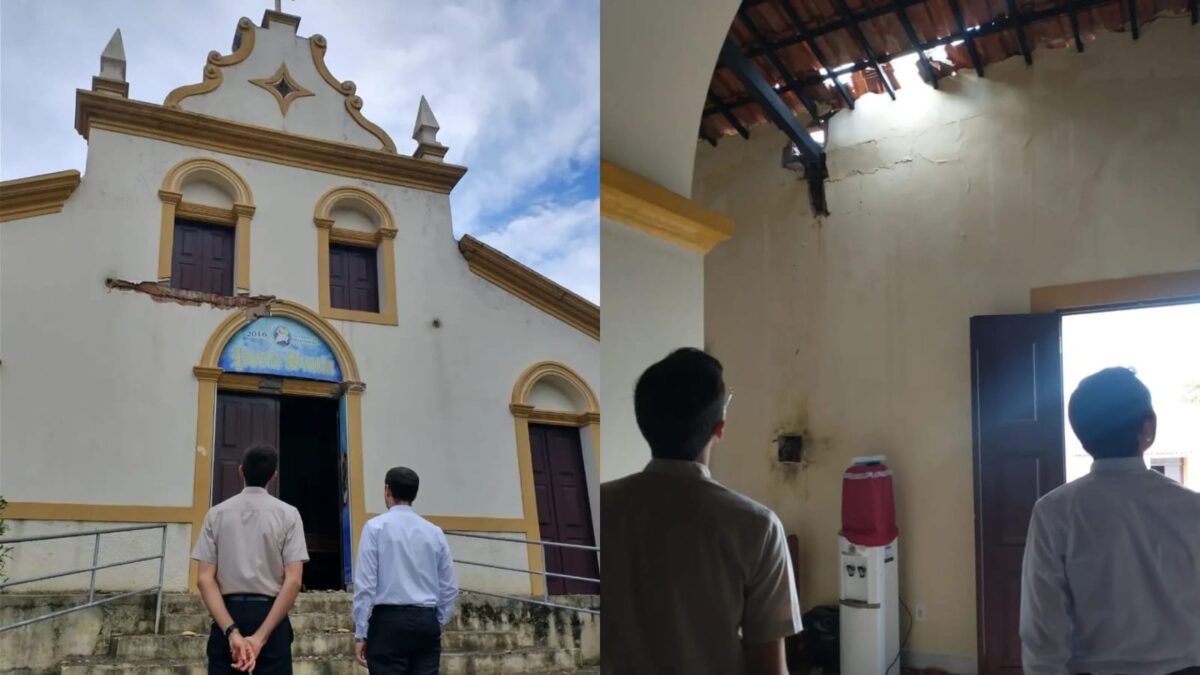 Chuvas: igreja é atingida por raio e tem estrutura danificada em Bananeiras Igreja foi atingida por raio no Brejo da Paraíba.