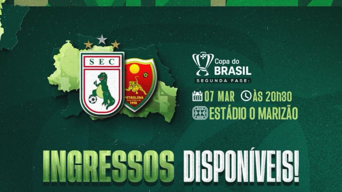 Sousa x Petrolina: veja cronograma e valores dos ingressos para duelo pela Copa do Brasil Ingressos Sousa x Petrolina, pela Copa do Brasil. Foto: Divulgação/Sousa EC