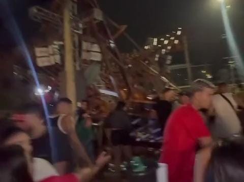 Estrutura que desabou, em imagem capturada na noite do domingo (28). (foto reprodução/redes sociais)