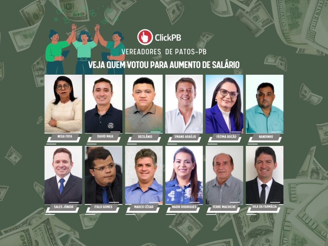 Veja quais vereadores de Patos votaram para aumentar o próprio salário, do prefeito, vice e secretários Vereadores, Patos
