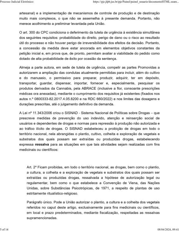 Decisão inédita: Justiça Federal acata pedido da Abrace e associação vai poder fornecer óleo e flor da Cannabis