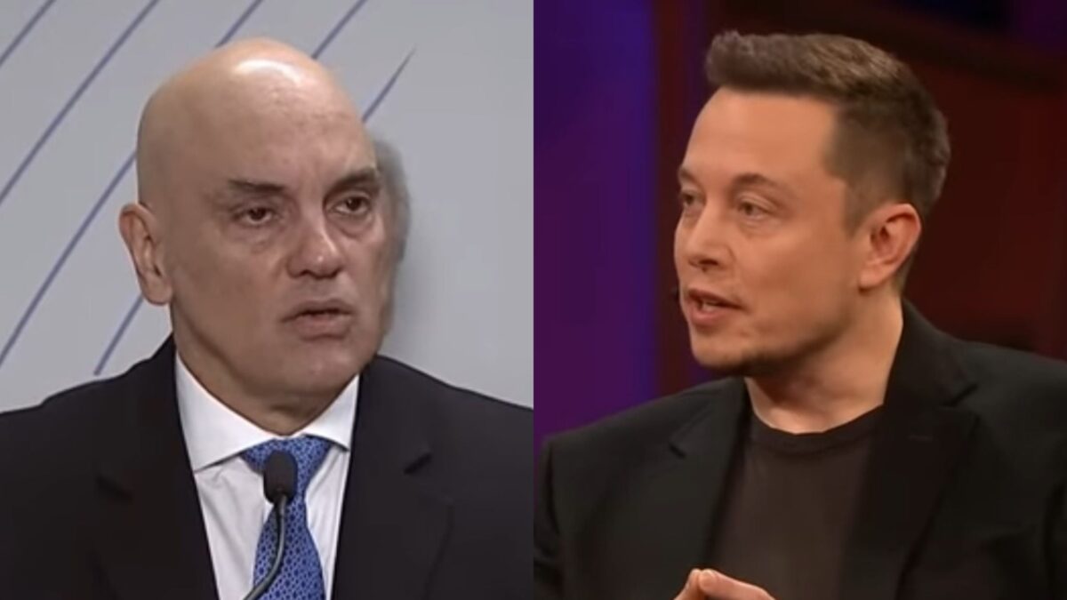 Musk volta a atacar Moraes e diz que ministro deveria renunciar ou sofrer impeachment Alexandre de Moraes (a esquerda) e Elon Musk (a direita).
