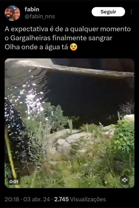 VÍDEO: açude onde foi gravado o filme 'Bacurau', no Seridó, sangra e viraliza nas redes sociais