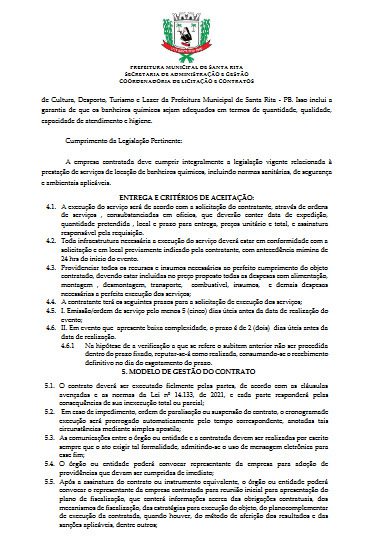 Prefeitura de Santa Rita fecha contrato de quase R$ 1 milhão para aluguel de banheiros químicos