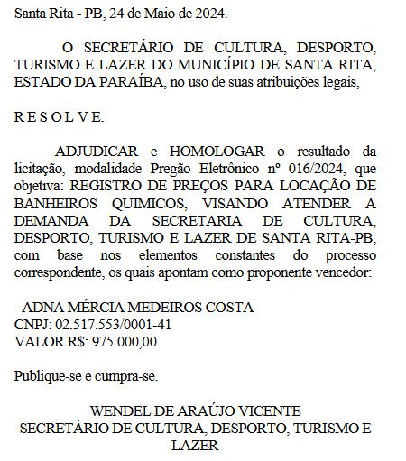 Prefeitura de Santa Rita fecha contrato de quase R$ 1 milhão para aluguel de banheiros químicos
