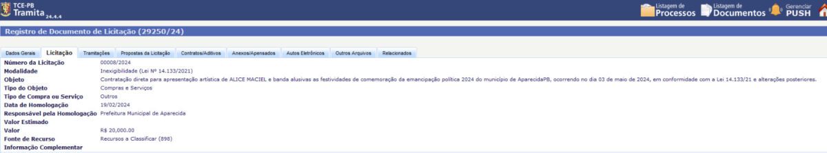 Prefeitura de Aparecida desembolsa mais de R$ 250 mil com cachês da festa de emancipação política