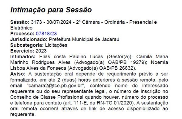 Licitação de prefeitura de Jacaraú