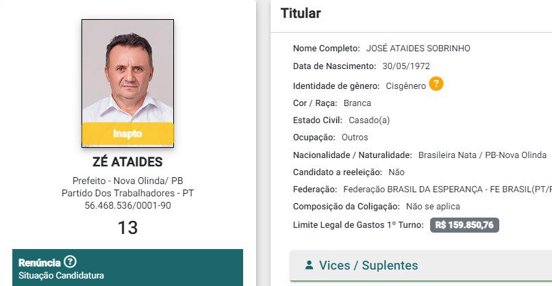 Candidato a prefeito pelo PT em Nova Olinda desiste de disputa Zé Ataides, Candidato, Nova Olinda