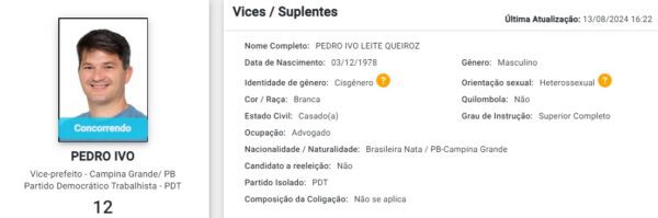 Pedro Ivo, vice de André Ribeiro, candidato, prefeito, Campina Grande, eleições 2024