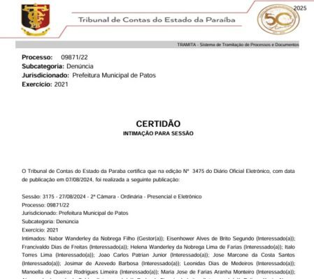 Prefeitura de Patos vai ter que explicar ao TCE irregularidades