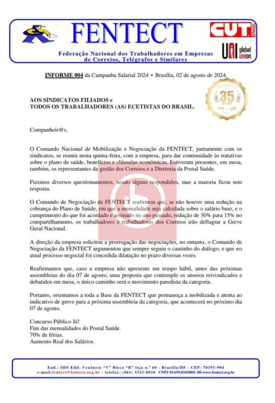 Trabalhadores dos Correios aprovam estado de greve na Paraíba; saiba a partir de quando Trabalhadores dos Correios aprovam estado de greve na Paraíba; saiba a partir de quando