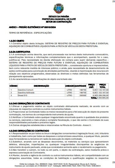 Cidade no Curimataú paraibano lança licitação de R$ 4,5 milhões para adquirir combustíveis Cidade no Curimataú paraibano lança licitação de R$ 4,5 milhões para adquirir combustíveis