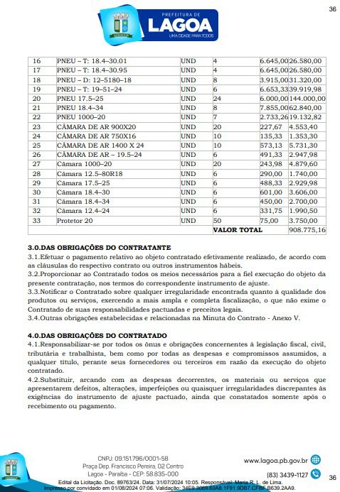 Município na Paraíba com 4 mil habitantes lança licitação de R$ 900 mil para adquirir pneus e câmaras de ar Município na Paraíba com 4 mil habitantes lança licitação de R$ 900 mil para adquirir pneus e câmaras de ar