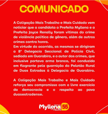 Coligação divulgou comunicado