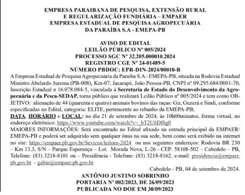 Empaer faz leilão