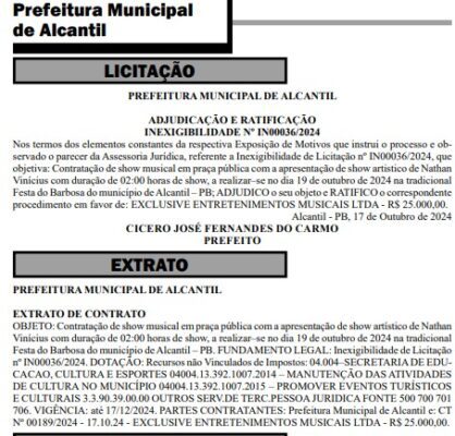 Alcantil contrata Nathan Vinícius por R$ 25 mil para tradicional Festa do Barbosa