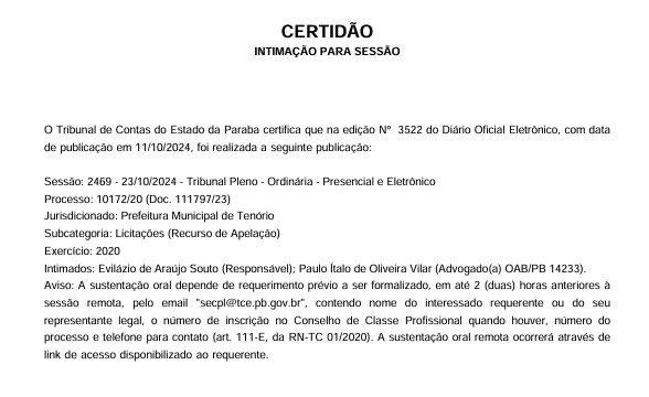 TCE intima ex-prefeito de Tenório para explicar indícios de superfaturamento em licitação de R$ 1,1 milhão para aquisição de combustível
