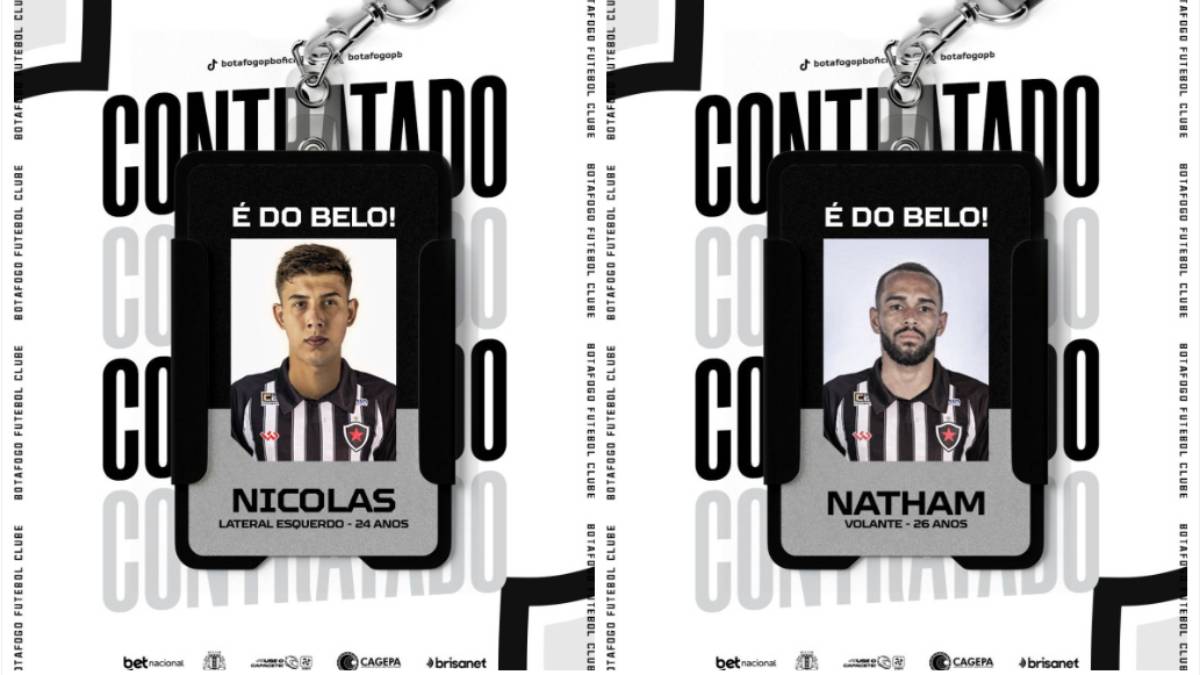 Botafogo-PB acerta as chegadas de Nicolas Schulz e Natham para 2025 Nicolas Schulz e Natham fecham com o Botafogo-PB - Foto: Divulgação