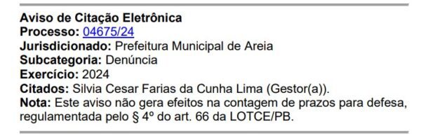 Prefeitura de Areia tem 20 dias para explicar ao TCE irregularidade detectas em concurso público para professor