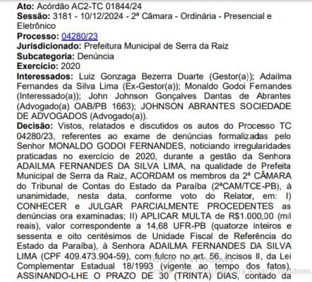 Prefeito de Serra da Raiz compra mais de R$ 70 mil em peças automotivas