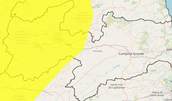 Inmet renova alerta de chuvas intensas e ventos de até 60 km/h para quase 90 municípios da Paraíba