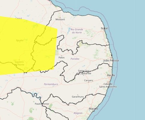 Inmet divulga alerta de chuvas intensas para 68 cidades do sertão paraibano
