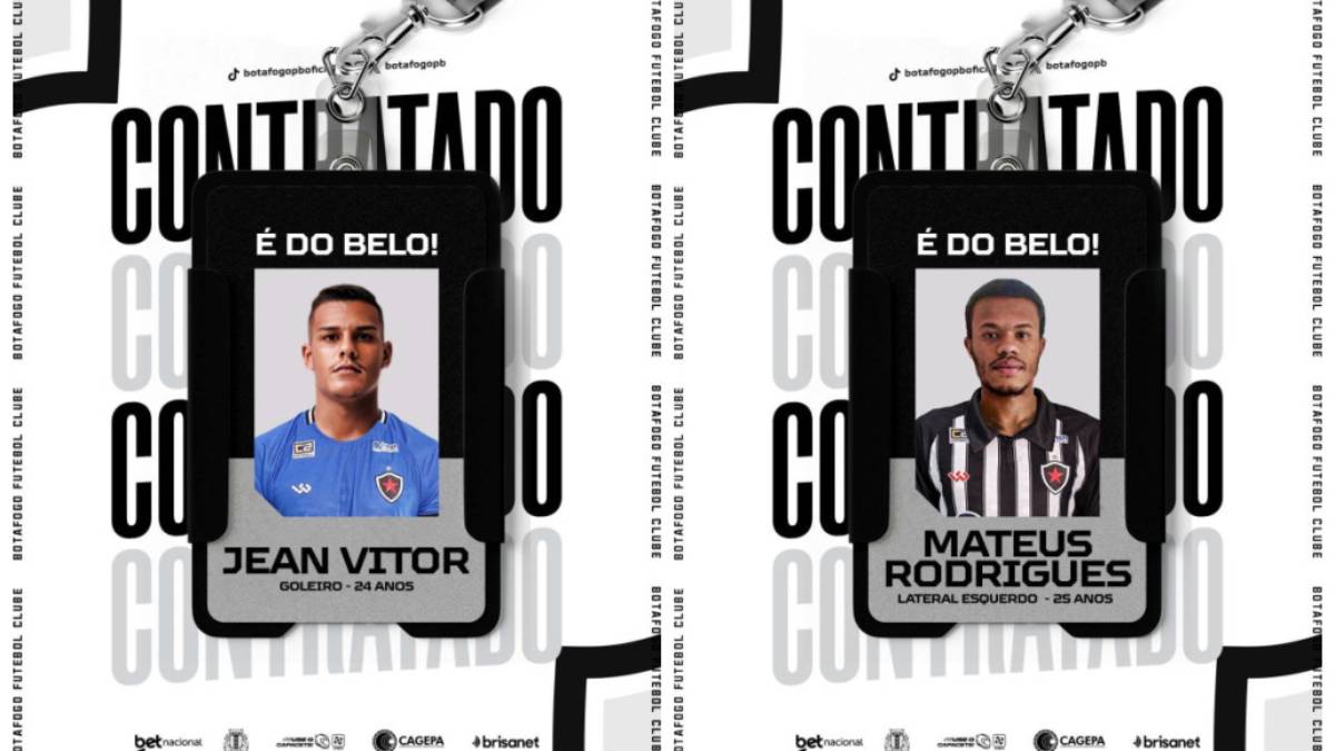 Botafogo-PB acerta as chegadas do goleiro Jean Vitor e do lateral-esquerdo Mateus Rodrigues Jean Vitor e Mateus Rodrigues acertam com o Botafogo-PB - Foto: Divulgação