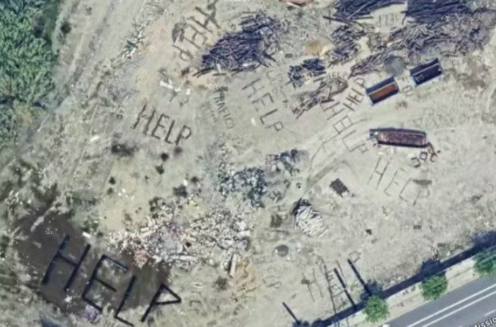 Imagem de satélite com pedidos de socorro em Los Angeles viraliza e gera preocupação em rede social imagem, socorro, los angeles