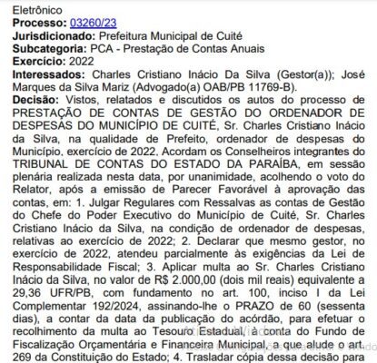 Os secretários municipais da cidade de Cuité receberam, cada um, o montante de R$ 6 mil.