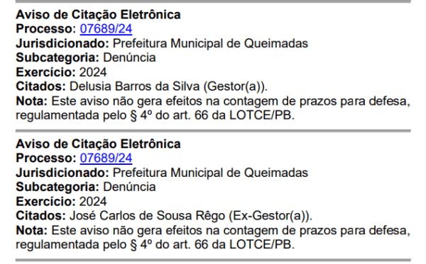 Prefeita e ex-prefeito de Queimadas têm 20 dias para explicar irregularidades em licitação de mais de R$ 380 mil para aquisição de material escolar