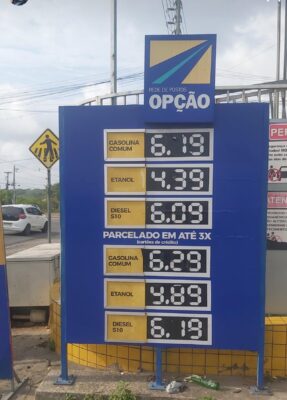 Preço da gasolina dispara e o litro já é vendido a R$ 6,19 nos postos da Grande João Pessoa