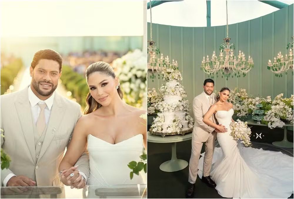 Hulk usa relógio com diamantes de R$ 3 milhões em casamento com Camila Ângelo, em João Pessoa hulk, camila angelo, casamento