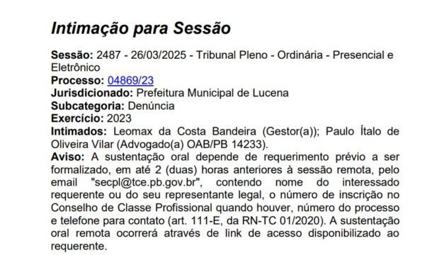 Prefeito de Lucena é intimado pelo TCE para explicar irregularidades na obra de construção de creche no valor de mais de R$ 600 mil