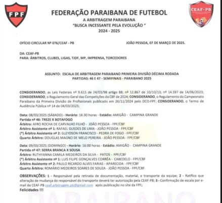 FPF-PB - Semifinal - Arbitragem