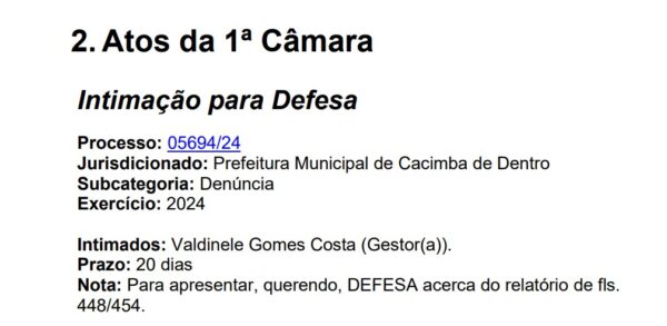 TCE intima ex-prefeito de Cacimba de Dentro para explicar irregularidades em contrato de mais de R$ 684 mil para reforma de escola