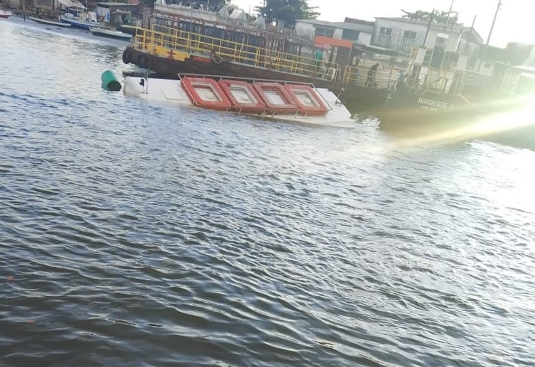 'Ônibus-lancha' afundou no Rio Paraíba. (foto: reprodução/redes sociais)