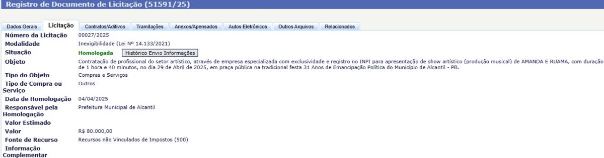 Prefeitura de Alcantil contrata shows de Taty Girl e outros artistas por R$ 375 mil para festa de emancipação política