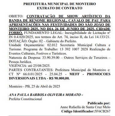Prefeitura de Monteiro desembolsa mais de R$ 2,7 milhões em cachês de Victor e Léo, Menos é Mais e outros artistas Prefeitura de Monteiro desembolsa mais de R$ 2,7 milhões em cachês de Victor e Léo, Menos é Mais e outros artistas