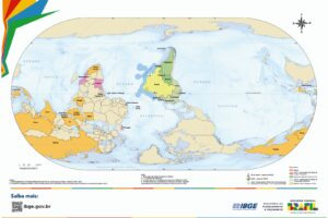 IBGE lança versão do mapa-múndi invertido e com Brasil no centro IBGE lança versão do mapa-múndi invertido e com Brasil no centro