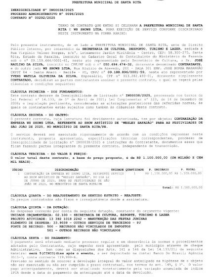 Contrato que consta no TCE-PB. (foto: reprodução/tramita/TCE-PB)