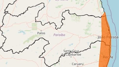 Alerta de chuvas abrange Paraíba e Pernambuco. (foto: reprodução/Inmet) 