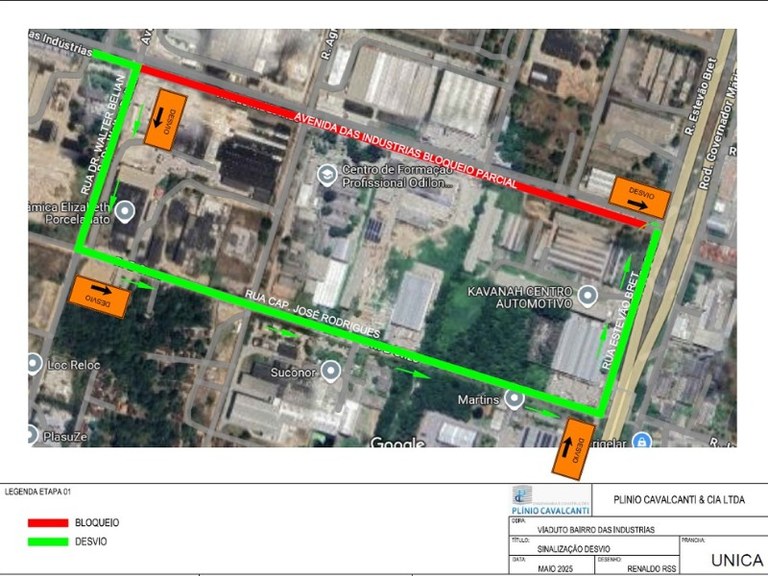 Içamento das vigas do viaduto bloqueia avenida e modifica trânsito no Bairro das Indústrias