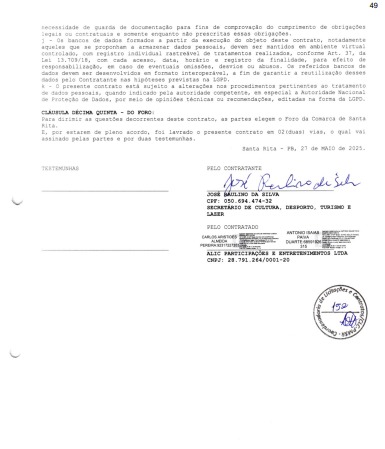 Contrato do show de Xand em Santa Rita. (foto: reprodução/Tramita/TCE-PB)