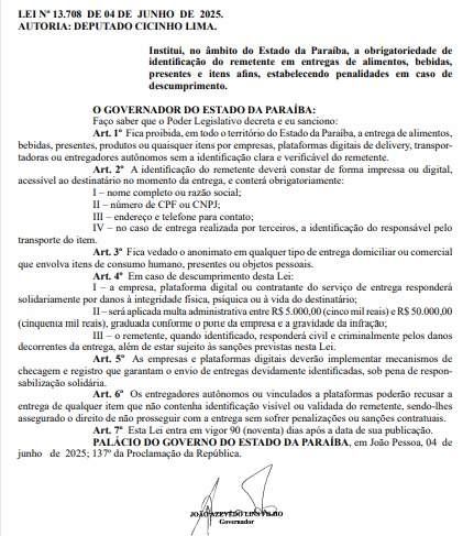 lei do remetente