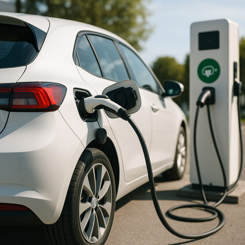 6 principais problemas ao carregar carros elétricos e como evitá-los Carro elétrico conectado a carregador
