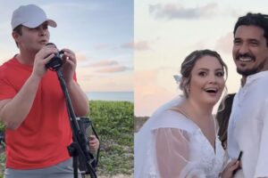Matheus, da dupla com Kauan, surpreende noivos e canta durante casamento em praia de João Pessoa