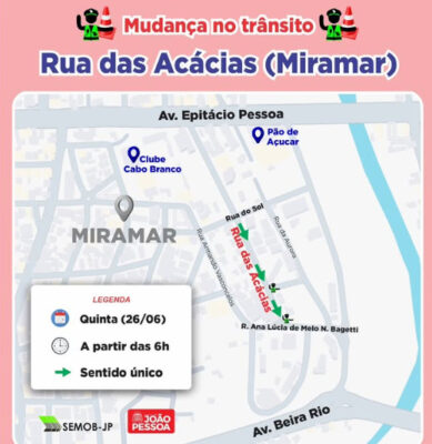 Ruas de Miramar têm circulação alterada a partir de hoje e exige atenção de motoristas; confira as mudanças