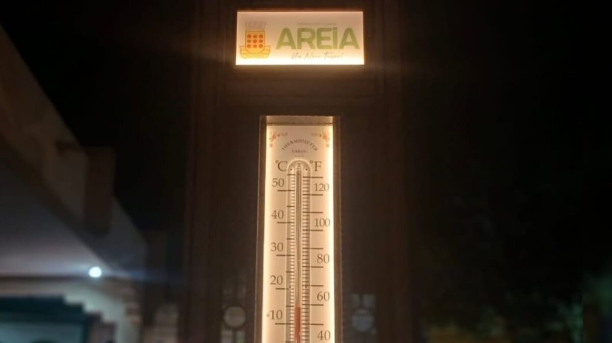 Inverno: termômetro registra 14 °C em Areia Termômetro em Areia registra 14 °C. (foto: divulgação/Prefeitura de Areia)